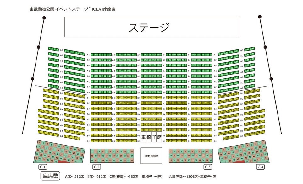 イベントステージ「HOLA！」の内部ステージと客席のイラスト
