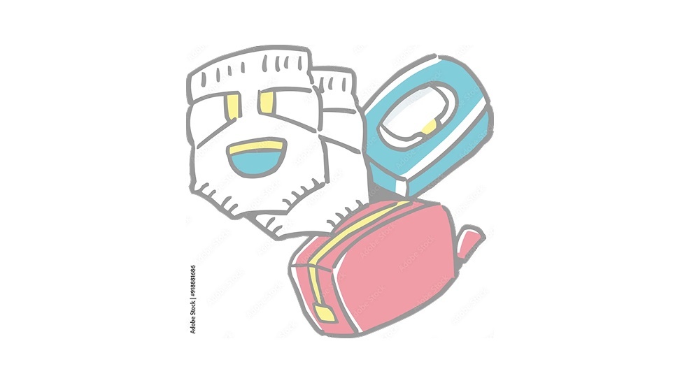 おむつなどのグッズのイラスト