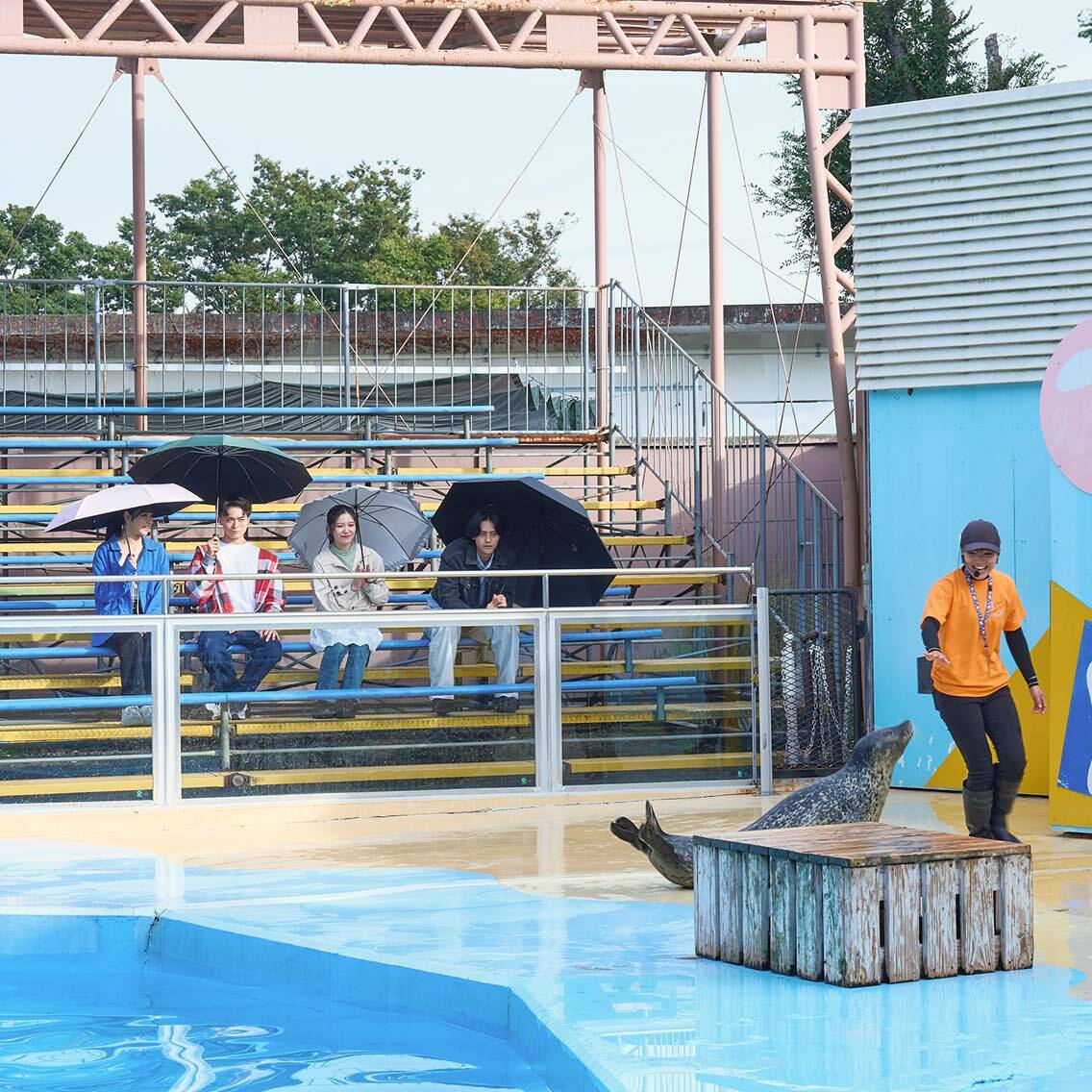 雨の日の楽しそうな様子